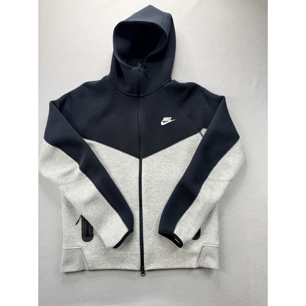 Nike Tech Fleece Men's Full Zip Hooded Fleece Jacket Pockets M Black/Gray